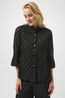 Joseph Ribkoff Black Lurex Cascade Trapeze Jacket Style 254073