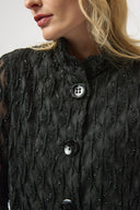Joseph Ribkoff Black Lurex Cascade Trapeze Jacket Style 254073