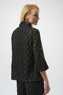 Joseph Ribkoff Black Lurex Cascade Trapeze Jacket Style 254073