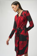 Joseph Ribkoff Black/Red Abstract Print Wrap Dress Style 254088