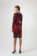 Joseph Ribkoff Black/Red Abstract Print Wrap Dress Style 254088