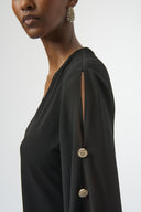 Joseph Ribkoff Moss Crepe and Chiffon Fitted Top Style 254093