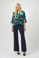 Joseph Ribkoff Satin Abstract Print Boxy Top Style 254097