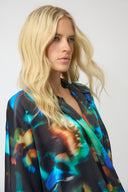 Joseph Ribkoff Satin Abstract Print Boxy Top Style 254097