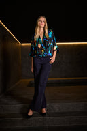 Joseph Ribkoff Satin Abstract Print Boxy Top Style 254097