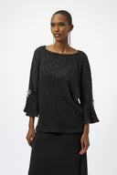 Joseph Ribkoff Fuzzy Metallic Knit Boxy Top Style 254098