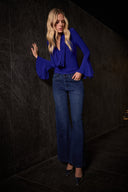 Joseph Ribkoff Classic Wide Leg Jeans with Rhinestones Style 254921