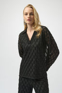Joseph Ribkoff Black V-Neck Boxy Top Style 254116