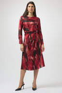 Joseph Ribkoff Black/Red Abstract Print Fit & Flare Dress Style 254124