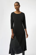 Joseph Ribkoff Black Satin Trapeze Dress Style 254126