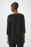 Joseph Ribkoff Sequined Knit and Silky Knit Straight Top Style 254137