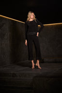 Joseph Ribkoff Black Top with Novelty Fringe Hem Style 254148