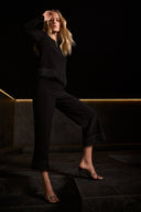 Joseph Ribkoff Black Top with Novelty Fringe Hem Style 254148