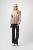 Joseph Ribkoff Pleated Knit Straight Top Style 254163