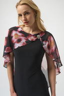 Joseph Ribkoff Floral Chiffon & Silky Knit Layered Dress Style 254164