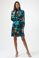 Joseph Ribkoff Black/Multi Abstract Print Straight Dress Style 254170