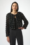 Joseph Ribkoff Black Rosette Embroidered Bolero Style 254180
