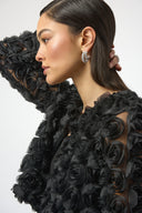 Joseph Ribkoff Black Rosette Embroidered Bolero Style 254180