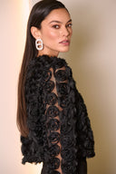Joseph Ribkoff Black Rosette Embroidered Bolero Style 254180