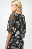 Joseph Ribkoff Sequin Embroidered Floral Print Boxy Top Style 254181