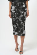 Joseph Ribkoff Sequin Embroidered Floral Print Pencil Skirt Style 254182