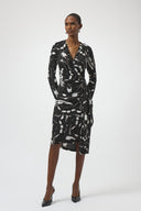 Joseph Ribkoff Black/Multi Abstract Print Wrap Dress Style 254190