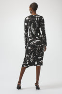 Joseph Ribkoff Black/Multi Abstract Print Wrap Dress Style 254190