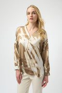 Joseph Ribkoff Abstract Print Tunic With Zipper Detail Style 254193