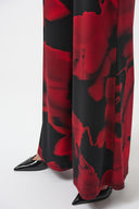 Joseph Ribkoff Black/Red Abstract Print Wide Leg Pants Style 254198