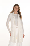 Frank Lyman Winter White Sequin Sleeveless Long Vest Style 254207