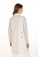 Frank Lyman Winter White Sequin Sleeveless Long Vest Style 254207