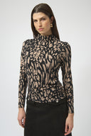 Joseph Ribkoff Black/Multi Animal Print Fitted Top Style 254212