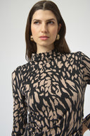Joseph Ribkoff Black/Multi Animal Print Fitted Top Style 254212
