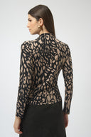 Joseph Ribkoff Black/Multi Animal Print Fitted Top Style 254212
