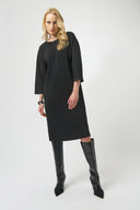 Joseph Ribkoff Black Pleated Straight Dress Style 254214