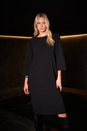 Joseph Ribkoff Black Pleated Straight Dress Style 254214