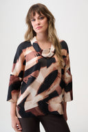 Joseph Ribkoff Abstract Print Boxy Tunic with Cowl Collar Style 254216