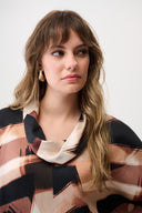 Joseph Ribkoff Abstract Print Boxy Tunic with Cowl Collar Style 254216