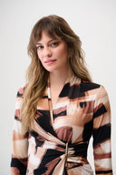 Joseph Ribkoff Abstract Print Fitted Wrap Top Style 254218