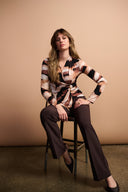 Joseph Ribkoff Abstract Print Fitted Wrap Top Style 254218