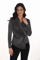 Frank Lyman Gold/Black Stripe Wrap Top Style 254251