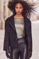 Frank Lyman Plaid Collared Long Sleeve Jacket Style 254361