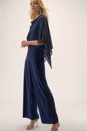 Joseph Ribkoff Wide Leg Jumpsuit with Chiffon Overlay Style 254705
