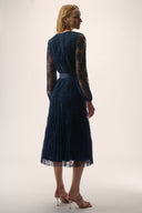 Joseph Ribkoff Sequined Pleated Lace Fit and Flare Dress Style 254721