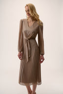 Joseph Ribkoff Taupe/Silver Fit and Flare Pleated Dress Style 254728
