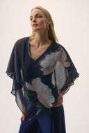 Joseph Ribkoff Chiffon & Silky Knit Floral Print Poncho Top Style 254731