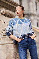 Frank Lyman Geometric Crew Neck Sweater Style 254891