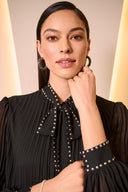 Joseph Ribkoff Pleated Chiffon A-line Dress with Neck Tie Style 254902