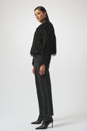 Joseph Ribkoff Faux Fur Collarless Boxy Jacket Style 254905