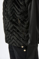 Joseph Ribkoff Chevron Faux Fur Mock Neck Vest Style 254906